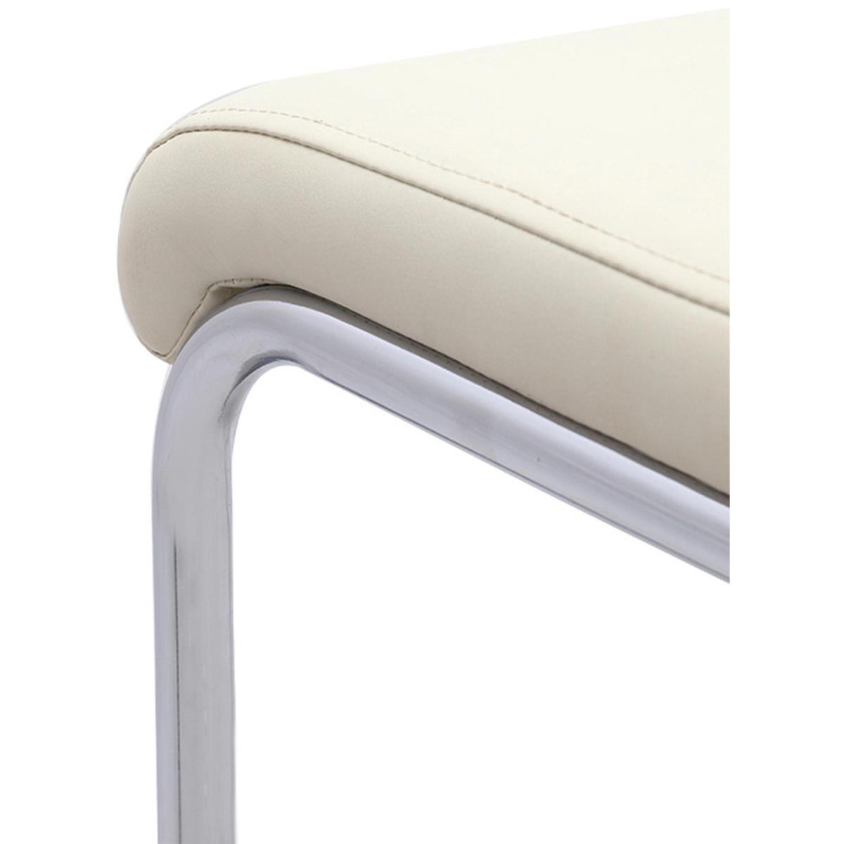 Classic Stitch PU Leather Dining Side Chairs - White – image 2