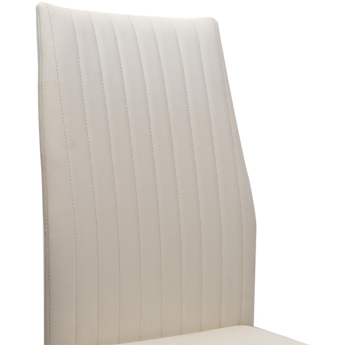 Classic Stitch PU Leather Dining Side Chairs - White – image 4