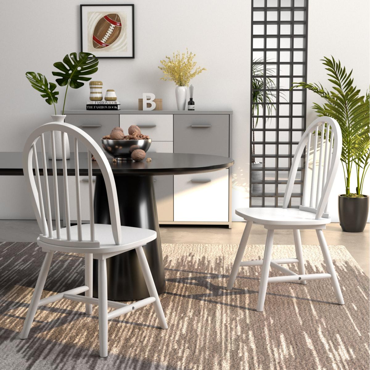 Costway 2 Pcs Wooden Dining Chair Set-White - White – image 4