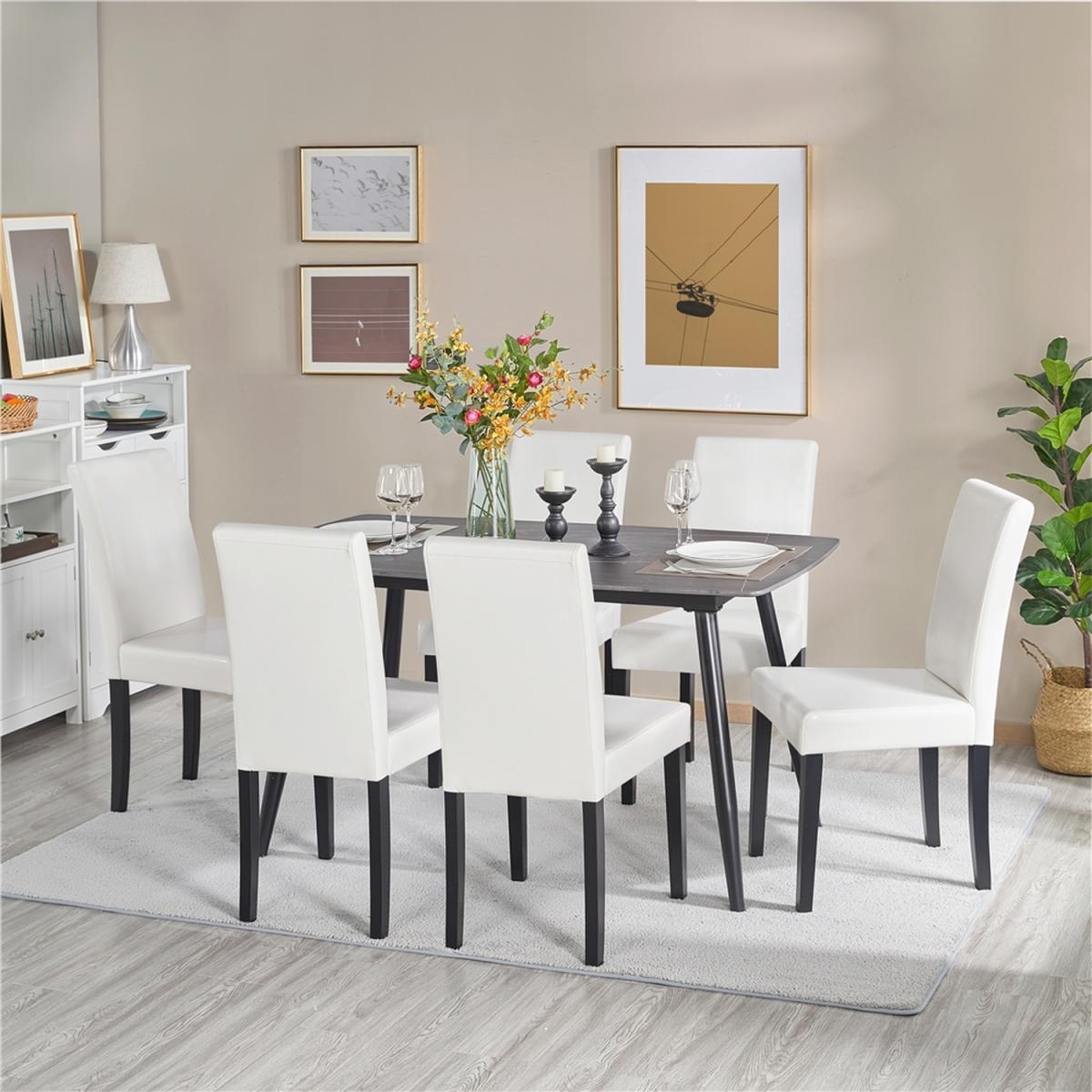 Set of 4 High Back Padded Parson Dining Chair - White – image 2