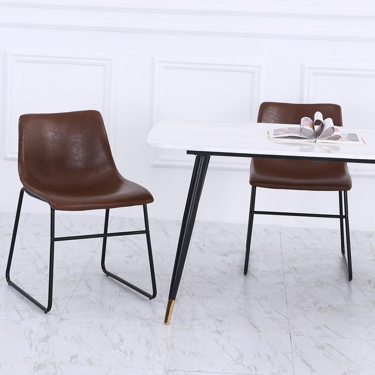 Leather Dining Chairs Set Of 2 - Brown – image 8