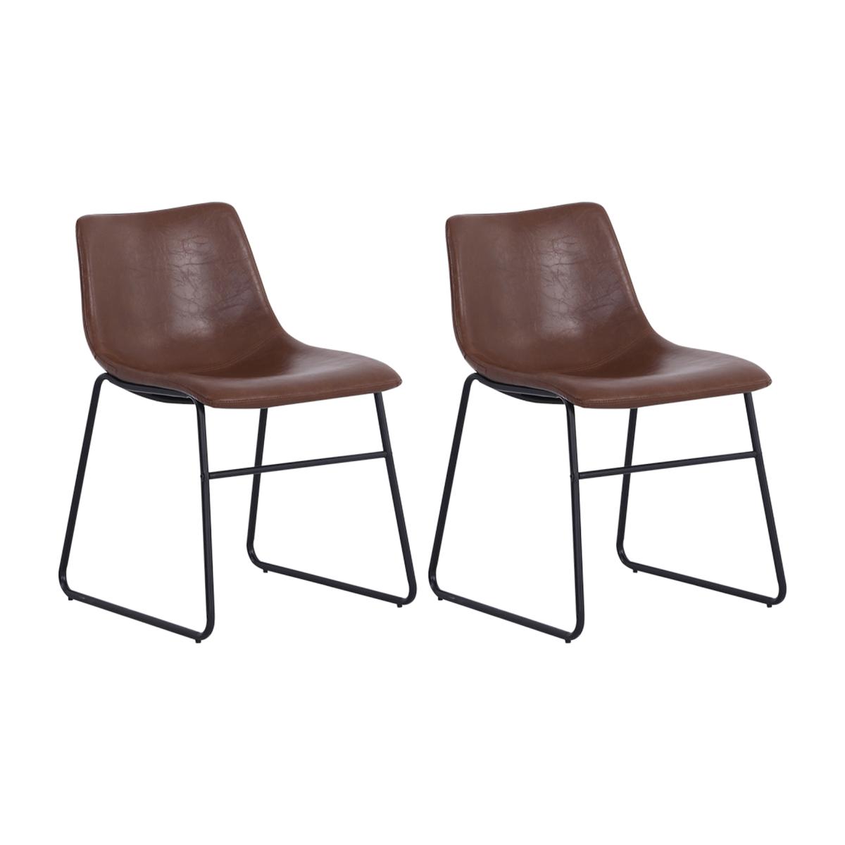 Leather Dining Chairs Set Of 2 - Brown – image 1