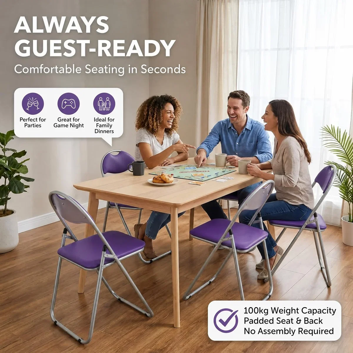 Candy Folding Dining Chair - Purple / 1 – image 2