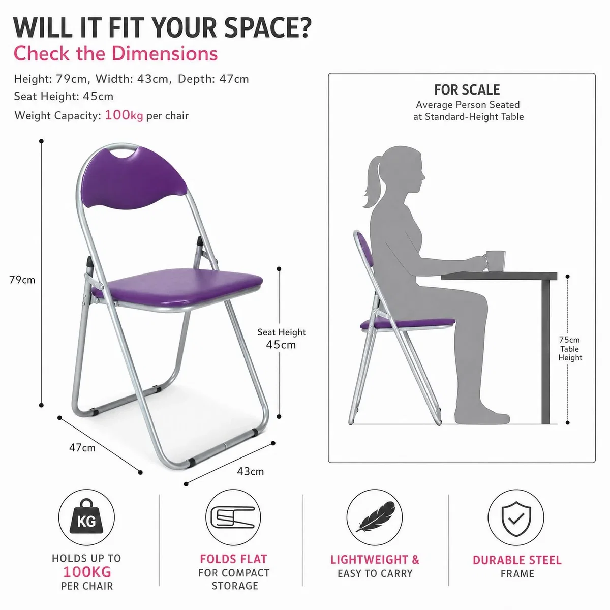 Candy Folding Dining Chair - Purple / 1 – image 6