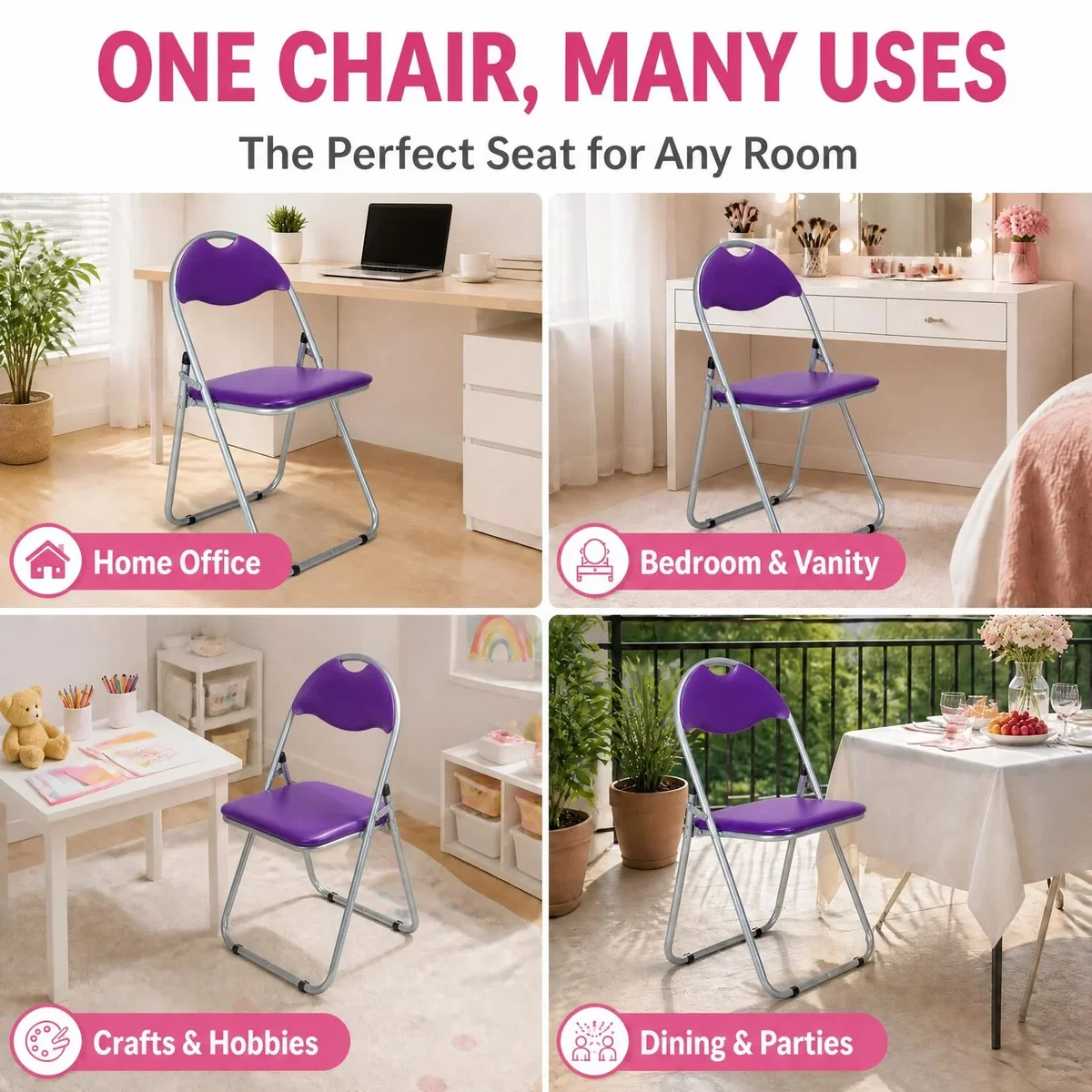 Candy Folding Dining Chair - Purple / 1 – image 7