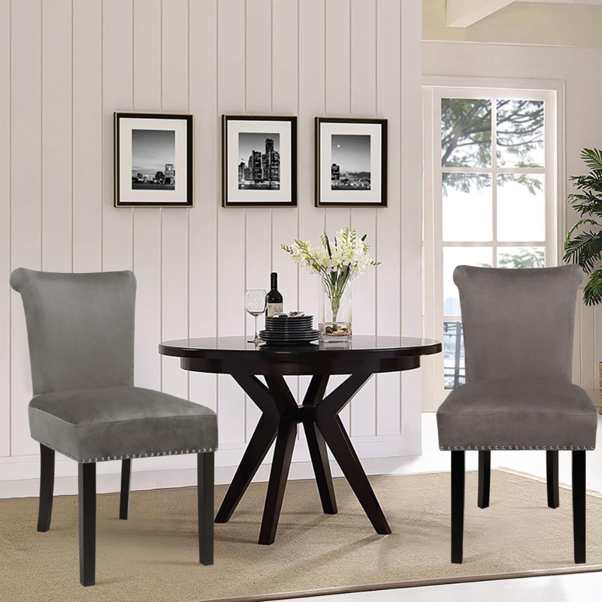 Velvet Comfy Dining Chairs Set - Grey – image 6