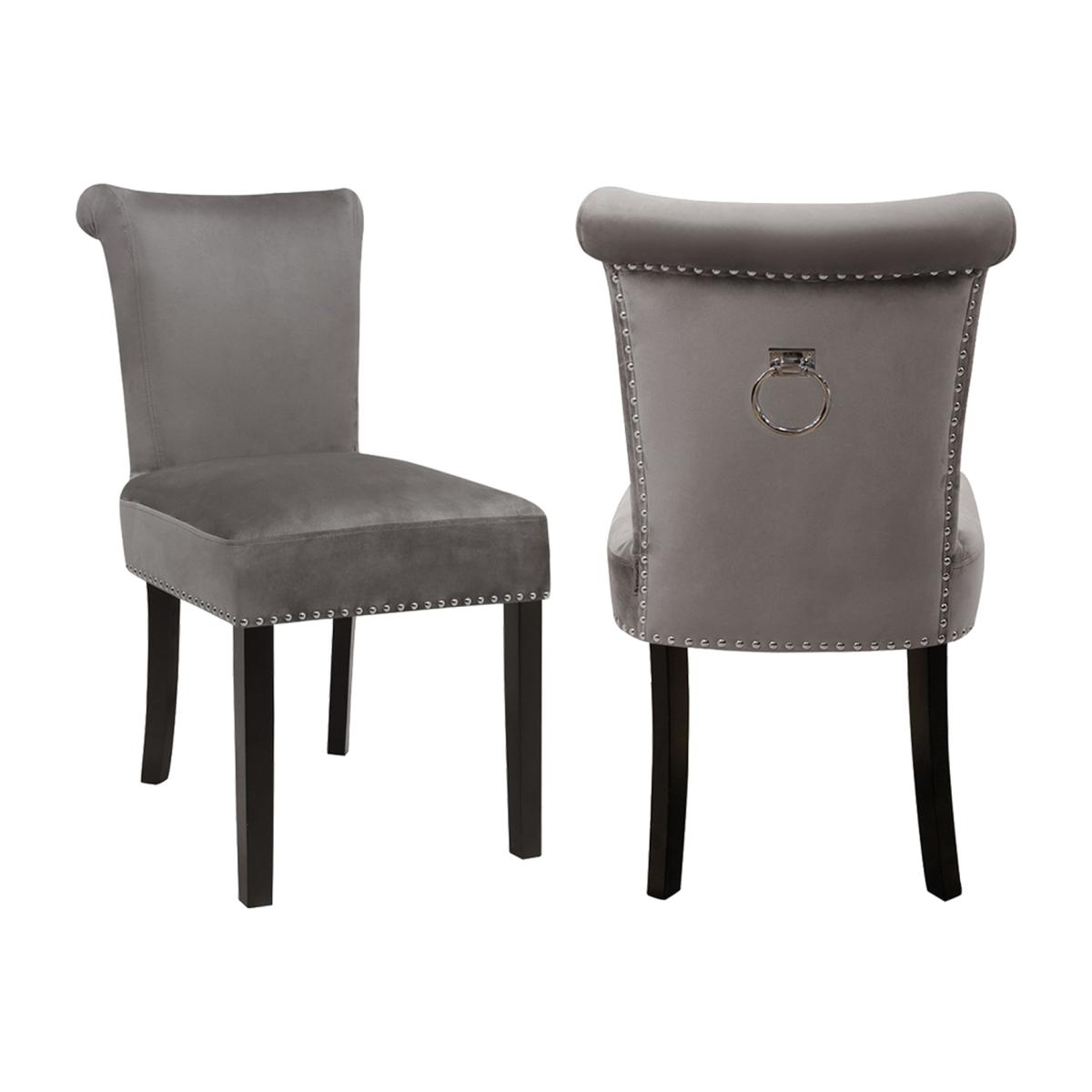 Velvet Comfy Dining Chairs Set - Grey – image 1