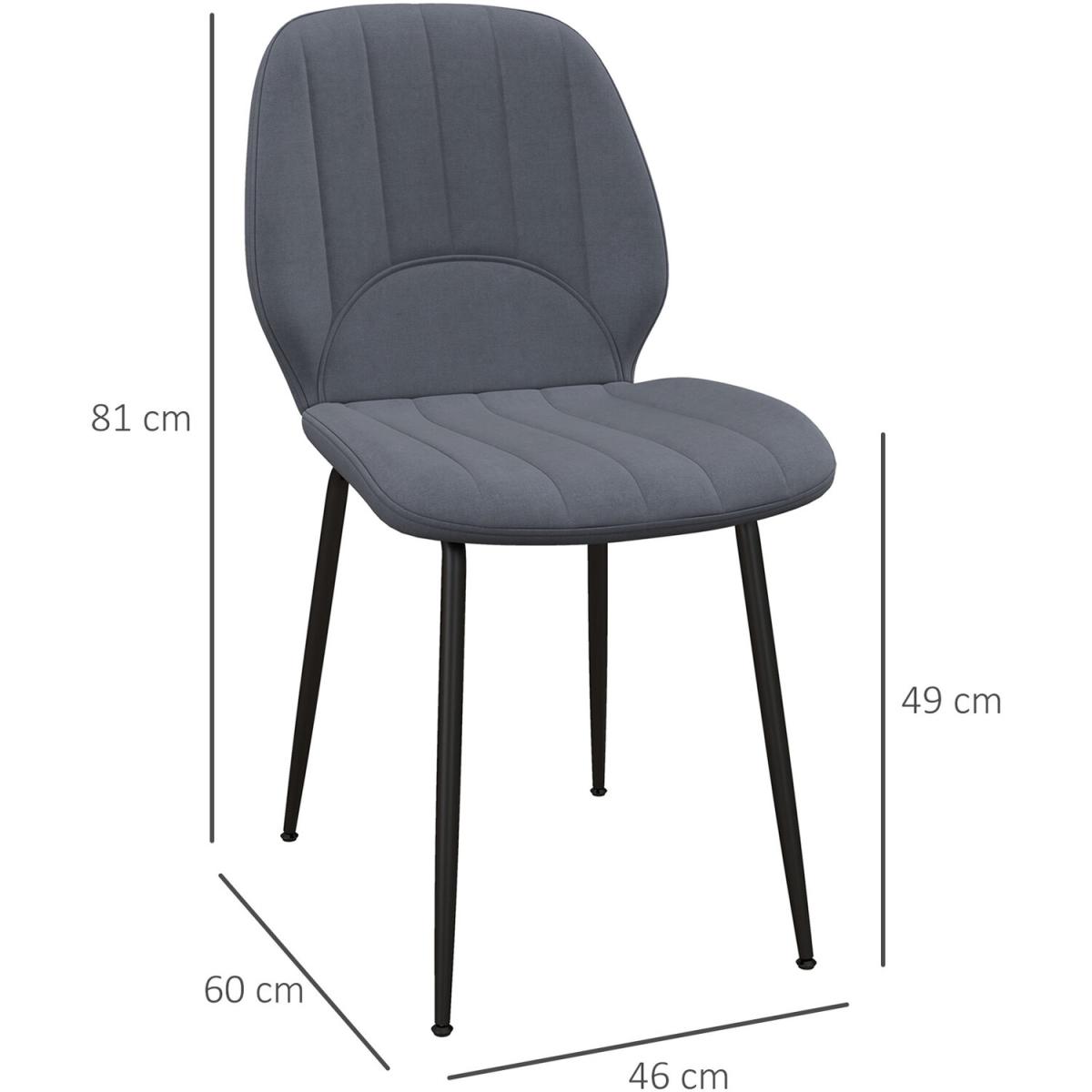 Dining Chairs Set of 2 Kitchen Chairs with Padded Seat - Grey – image 2