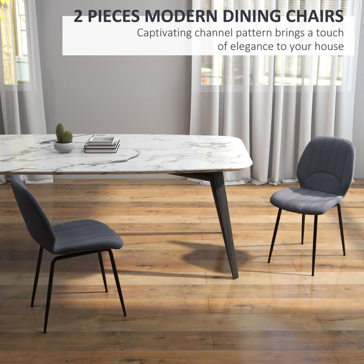 Dining Chairs Set of 2 Kitchen Chairs with Padded Seat - Grey – image 3