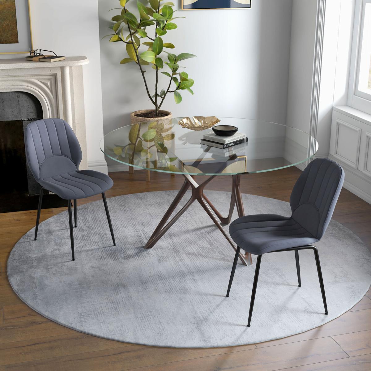 Dining Chairs Set of 2 Kitchen Chairs with Padded Seat - Grey – image 5