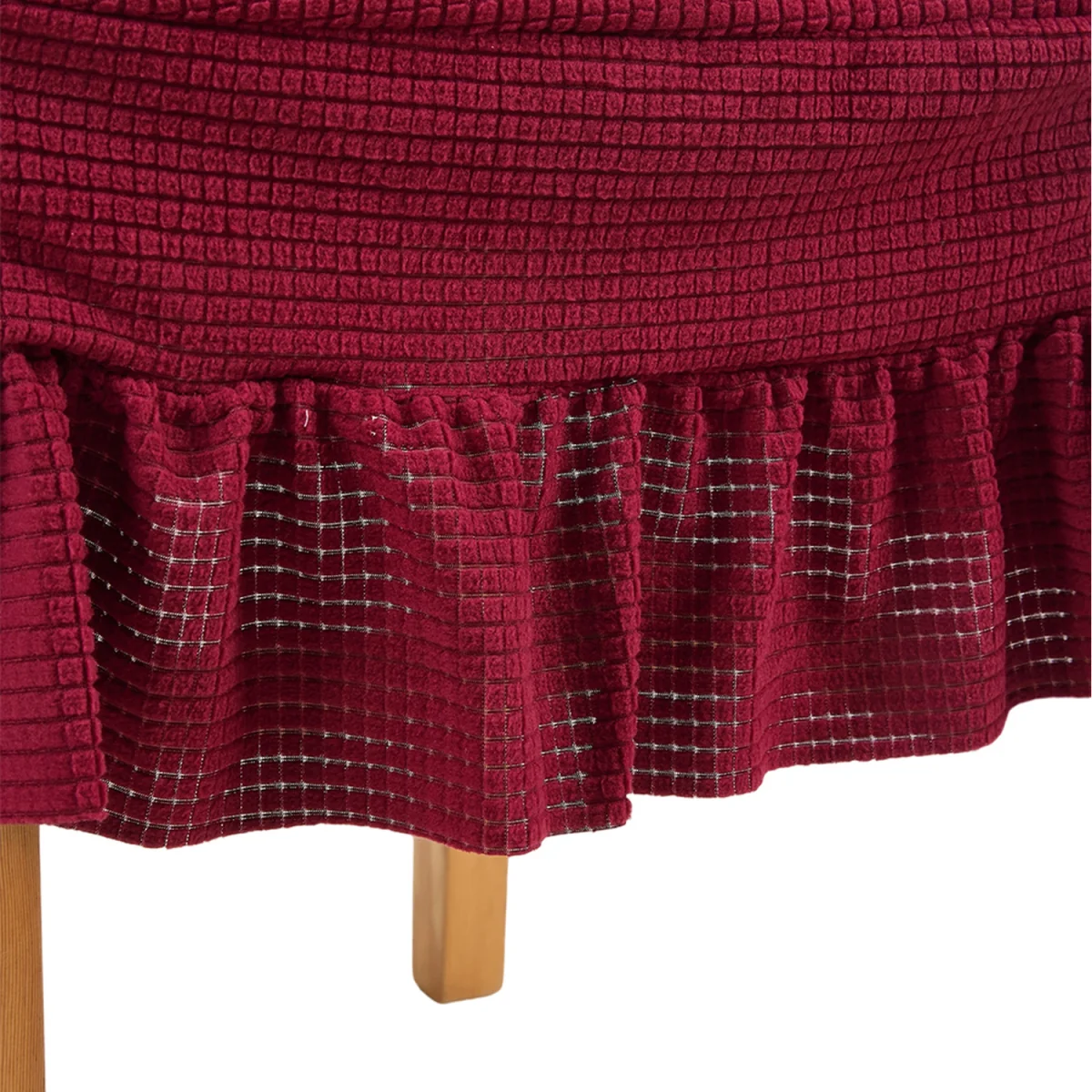 Set of 2 Ruffled Dining Chair Covers with Tie Straps - Crimson – image 3