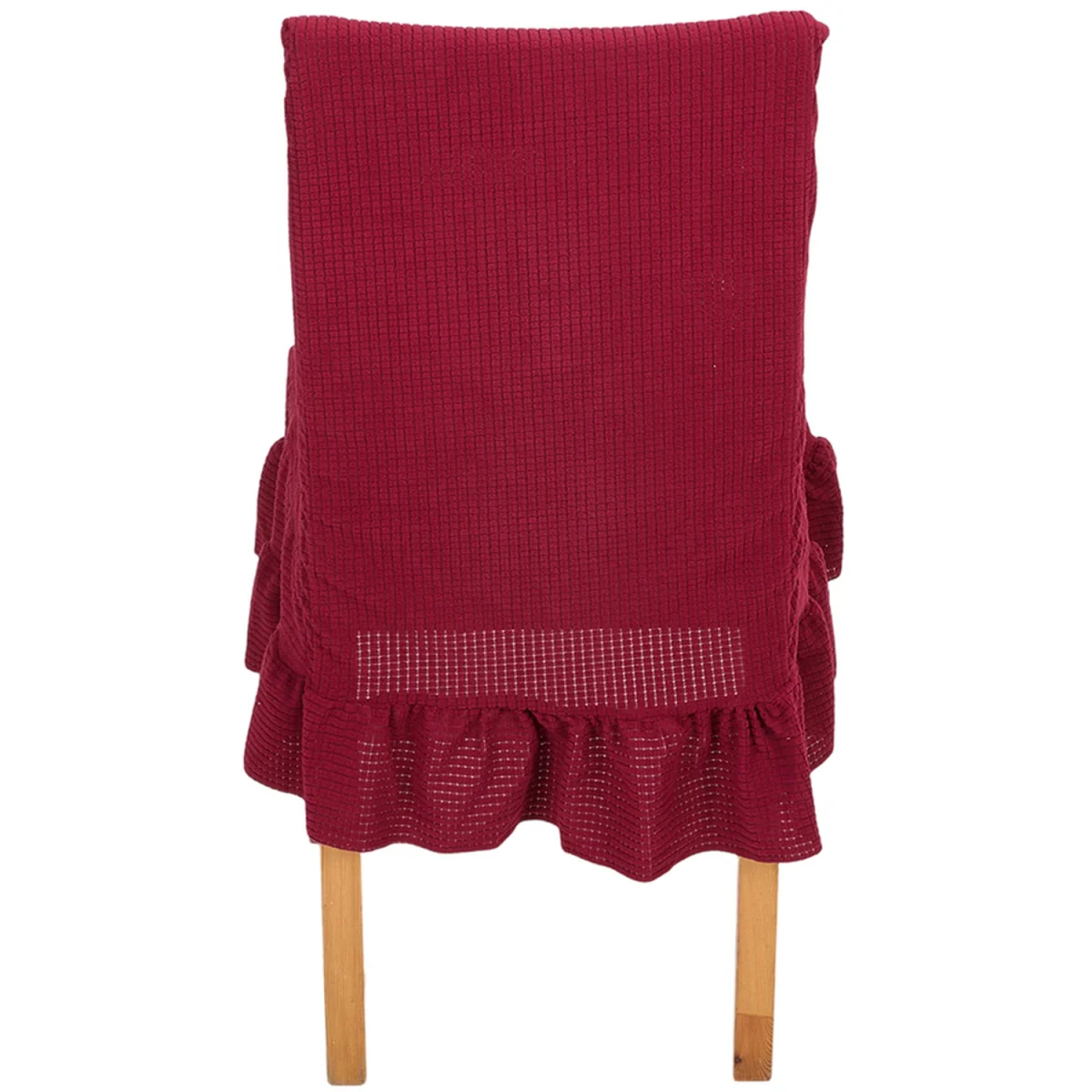 Set of 2 Ruffled Dining Chair Covers with Tie Straps - Crimson – image 5