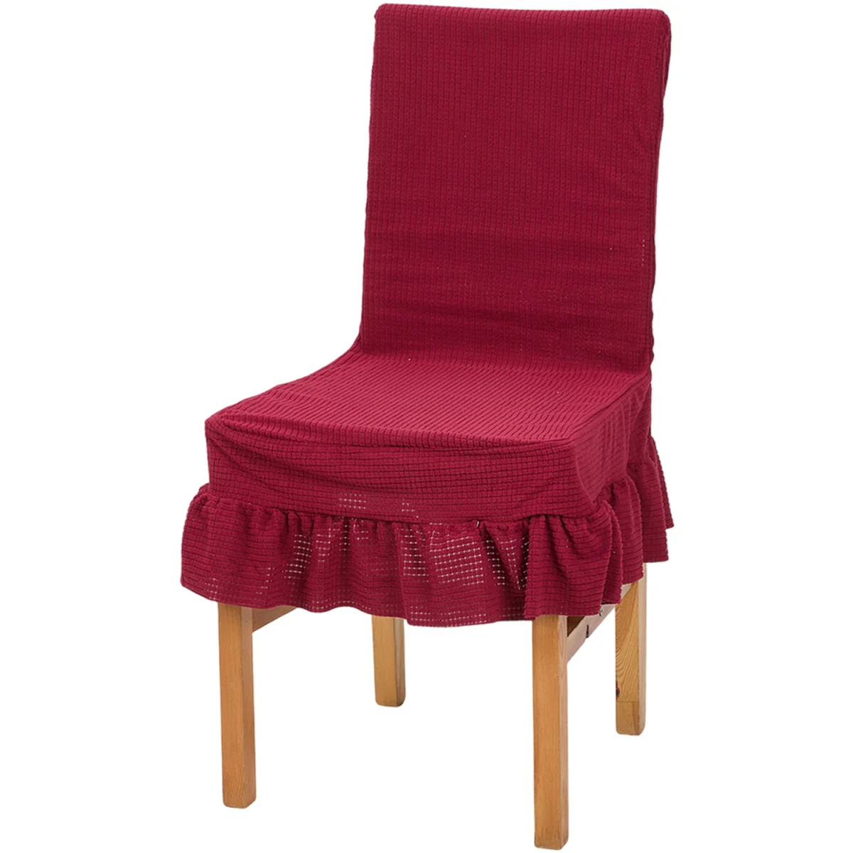 Set of 2 Ruffled Dining Chair Covers with Tie Straps - Crimson – image 6