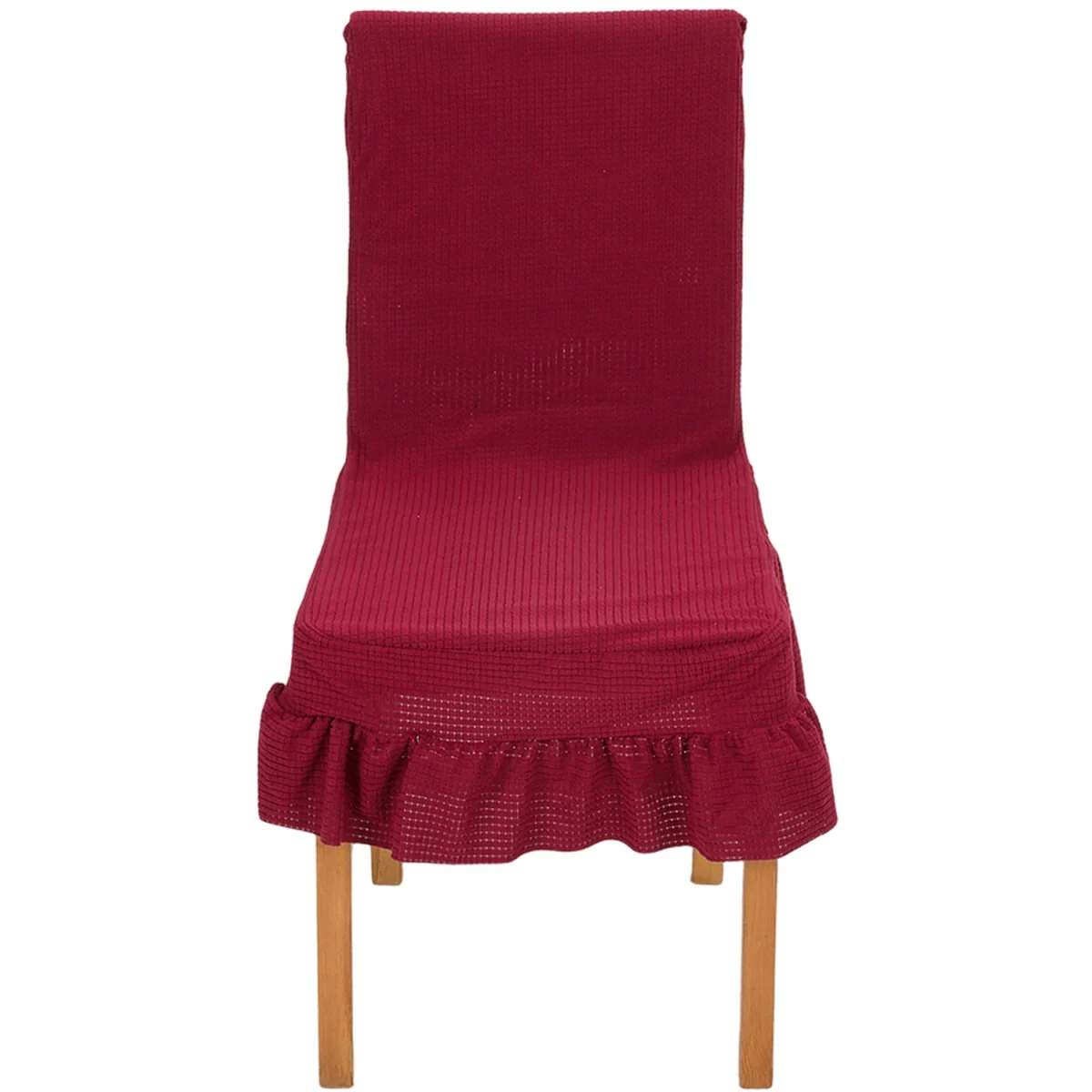 Set of 2 Ruffled Dining Chair Covers with Tie Straps - Crimson – image 7