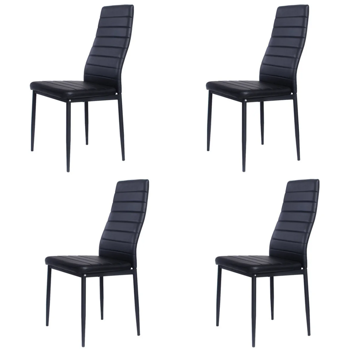 Set of 4 PU Leather Dining Chairs with Padded Seats - Black – image 3