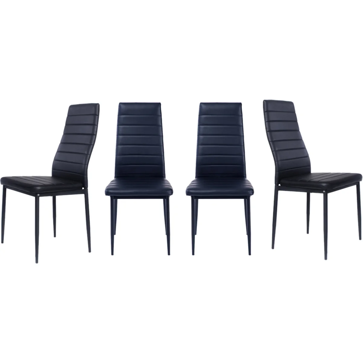Set of 4 PU Leather Dining Chairs with Padded Seats - Black – image 4