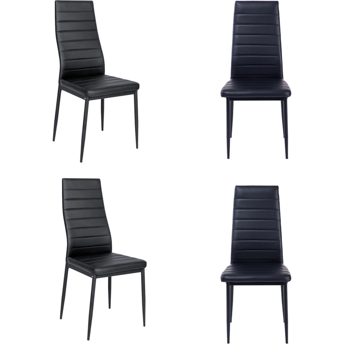 Set of 4 PU Leather Dining Chairs with Padded Seats - Black – image 5