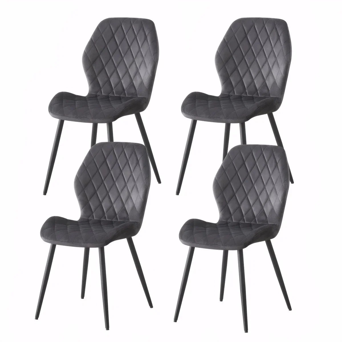 SONARA Modern Velvet Dining Chairs Set of 4 - Ergonomic Curved Backrest, Diamond Quilted, Green - Orange – image 18