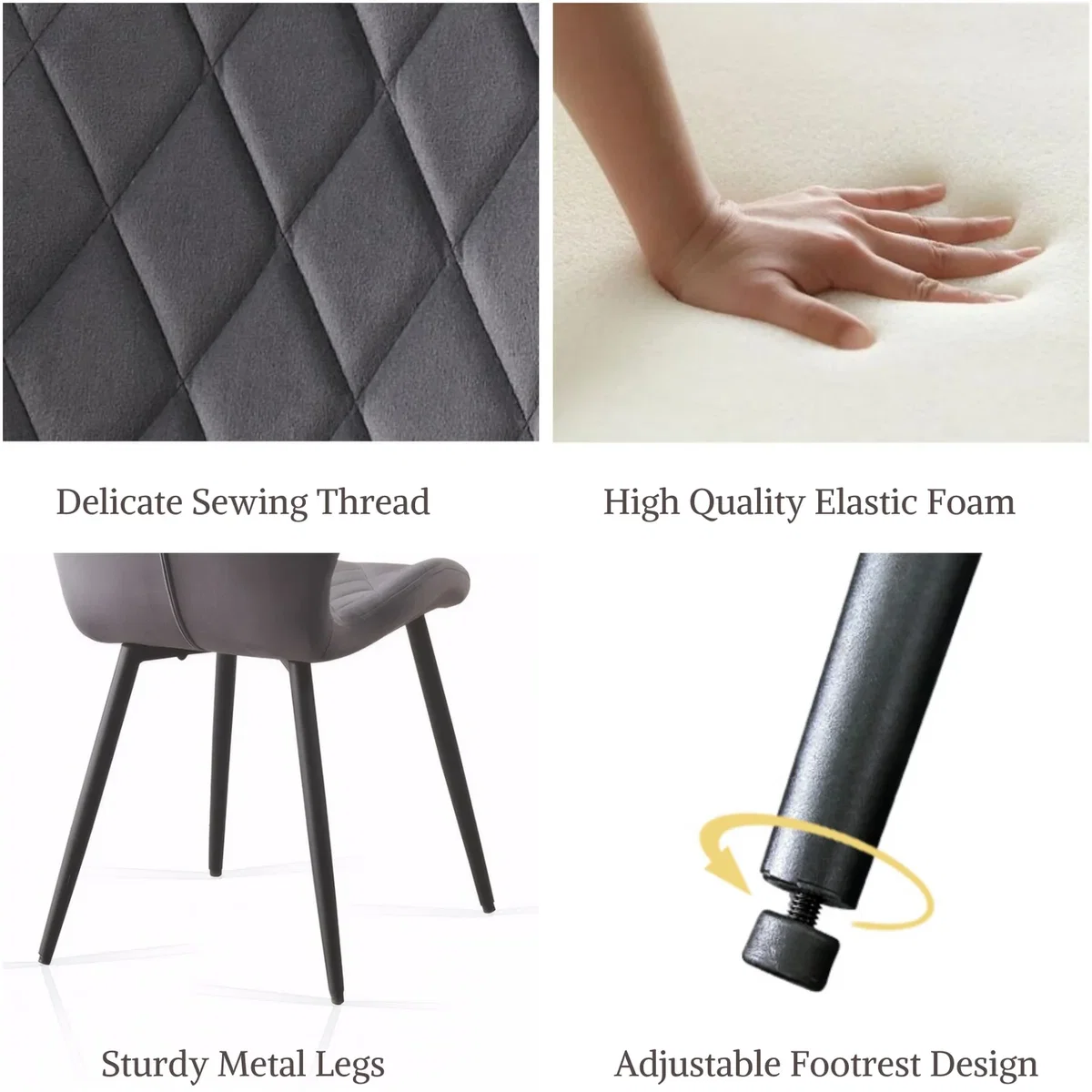 SONARA Modern Velvet Dining Chairs Set of 4 - Ergonomic Curved Backrest, Diamond Quilted, Green - Orange – image 19