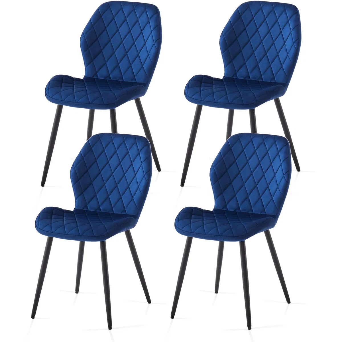 SONARA Modern Velvet Dining Chairs Set of 4 - Ergonomic Curved Backrest, Diamond Quilted, Green - Orange – image 24