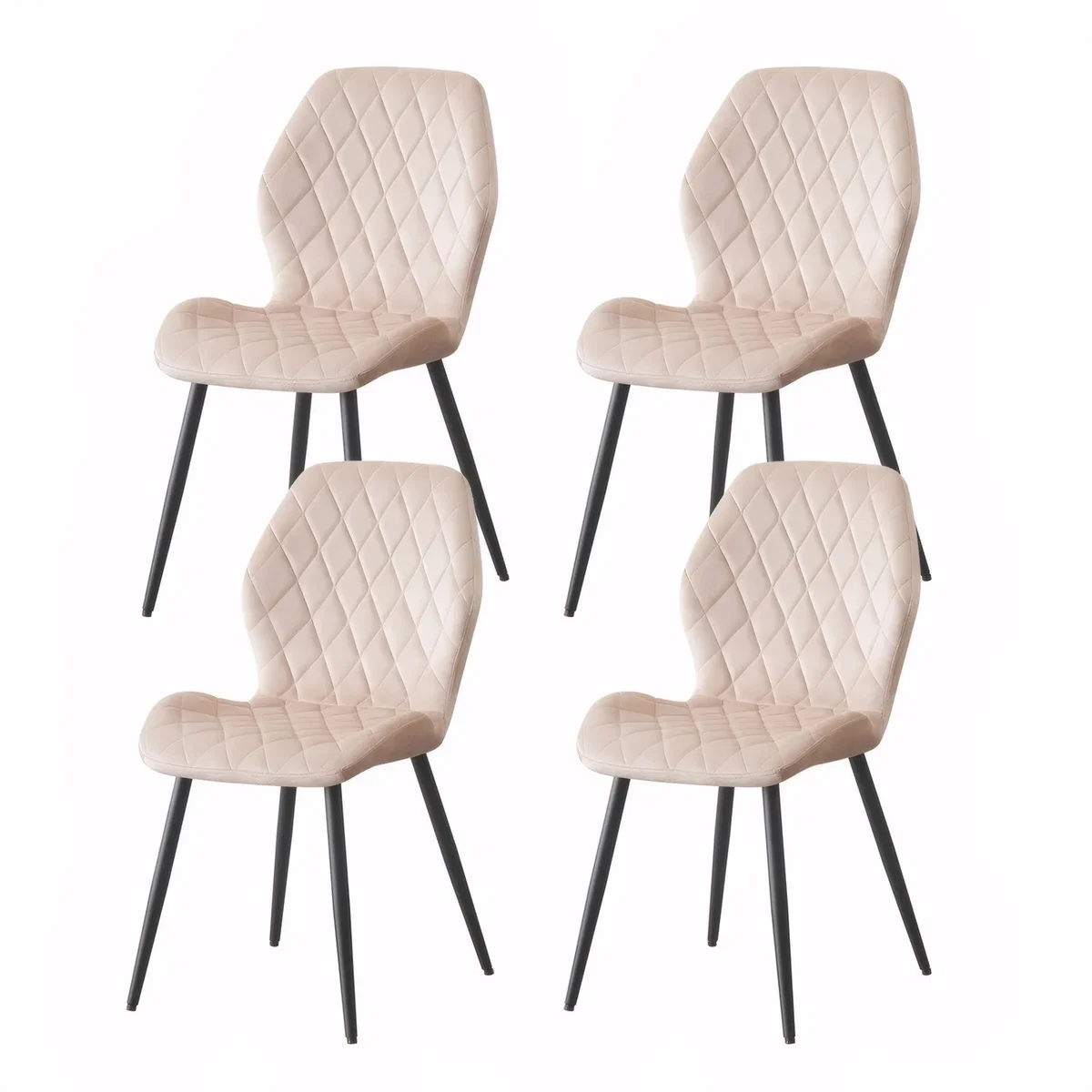 SONARA Modern Velvet Dining Chairs Set of 4 - Ergonomic Curved Backrest, Diamond Quilted, Green - Orange – image 38