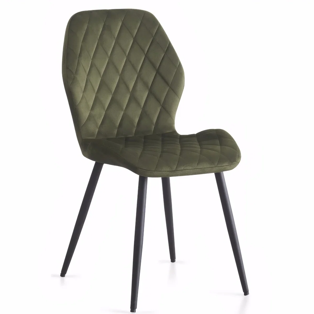 SONARA Modern Velvet Dining Chairs Set of 4 - Ergonomic Curved Backrest, Diamond Quilted, Green - Orange – image 8