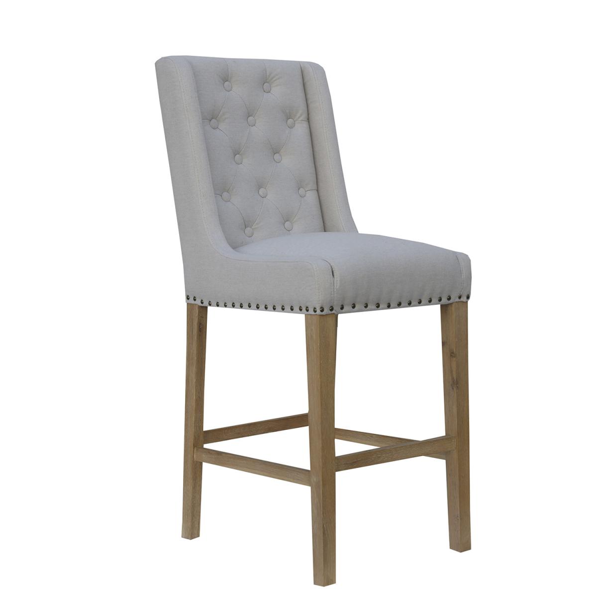 Button Back Stool with Studs  - Natural – image 2