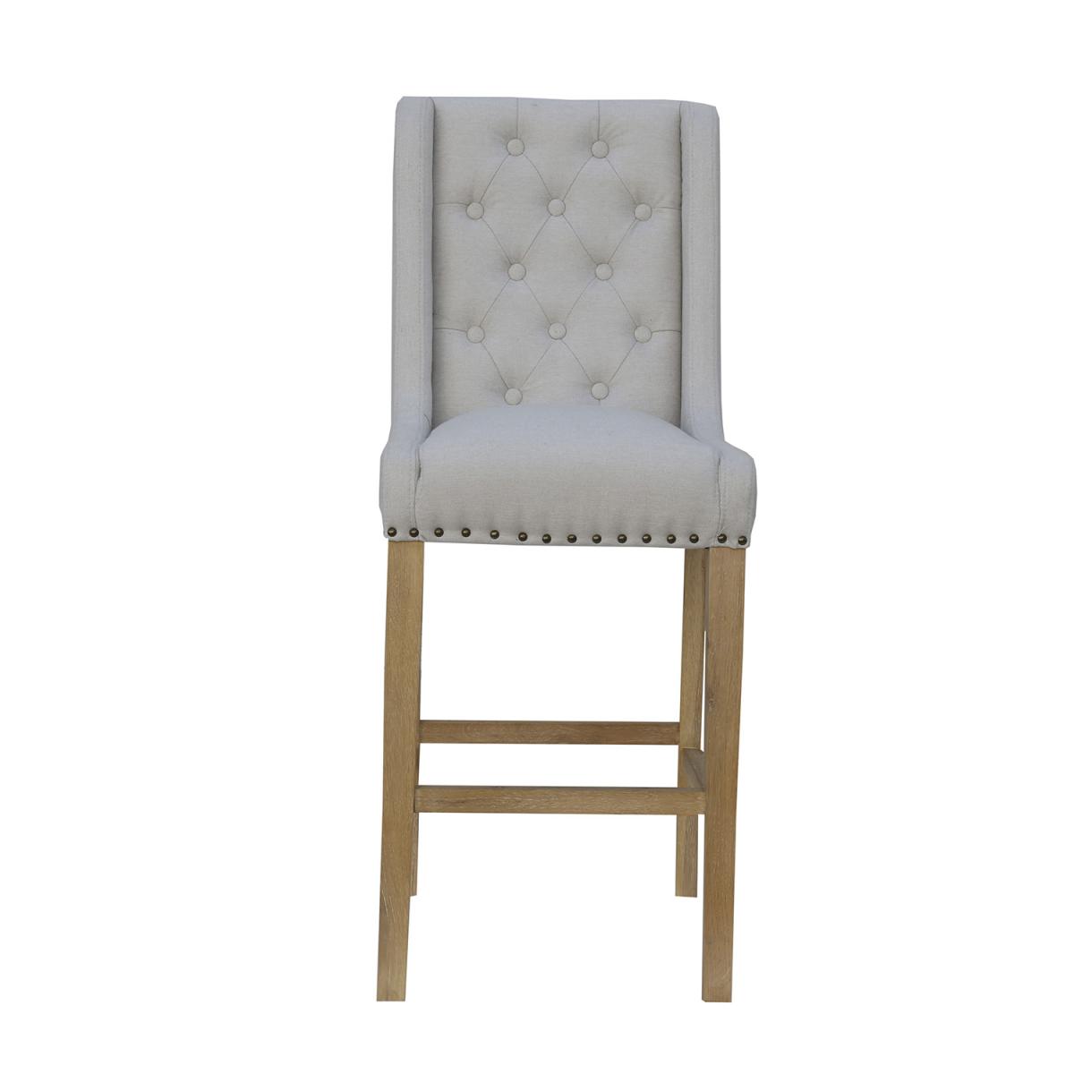 Button Back Stool with Studs  - Natural – image 3