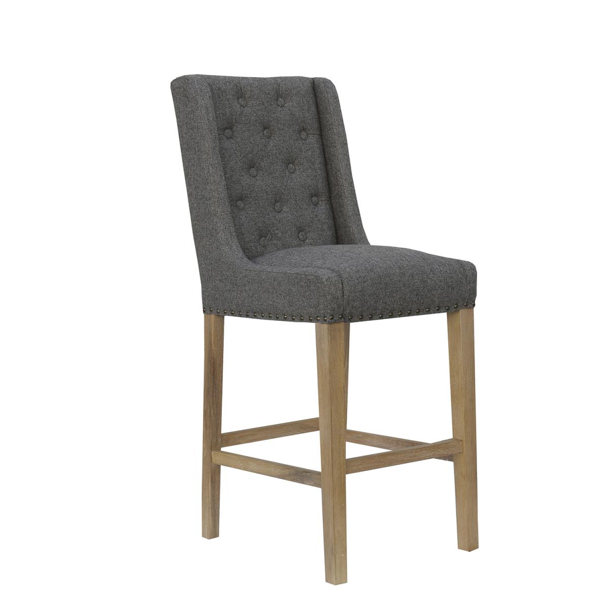 Button Back Stool with Studs  - Natural – image 4