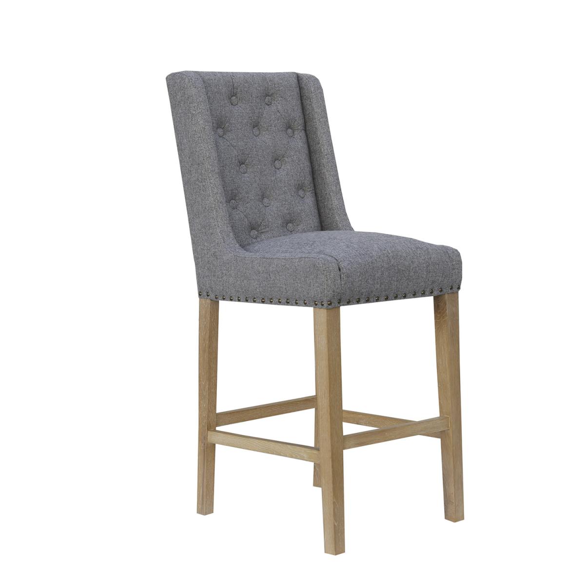 Button Back Stool with Studs  - Natural – image 5
