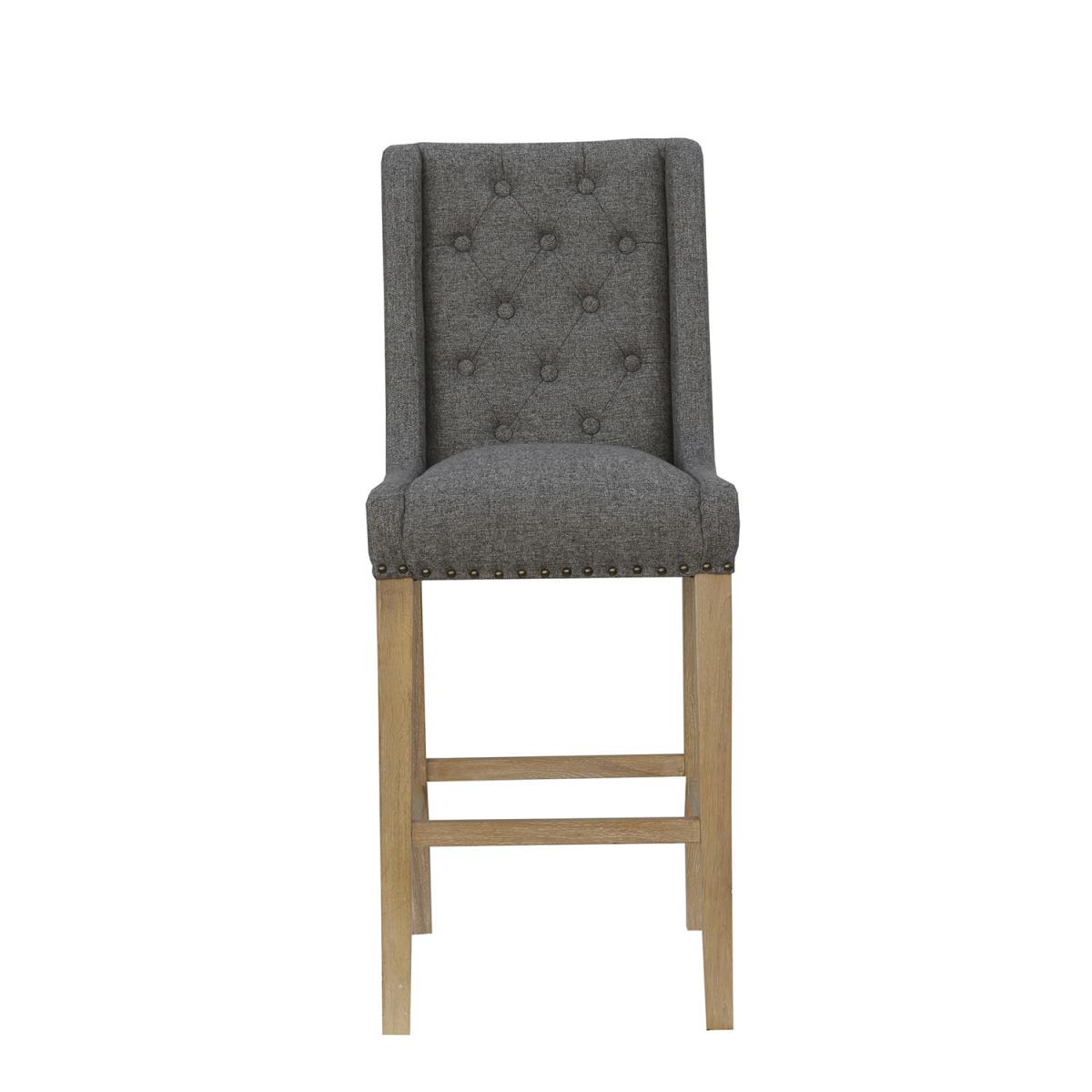 Button Back Stool with Studs  - Natural – image 6