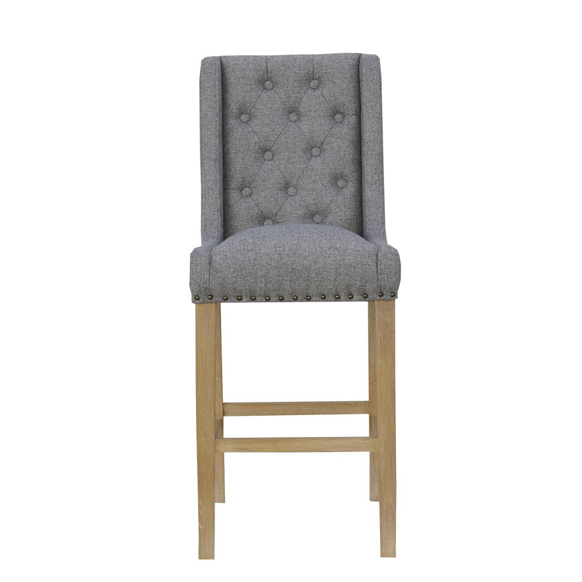 Button Back Stool with Studs  - Natural – image 7