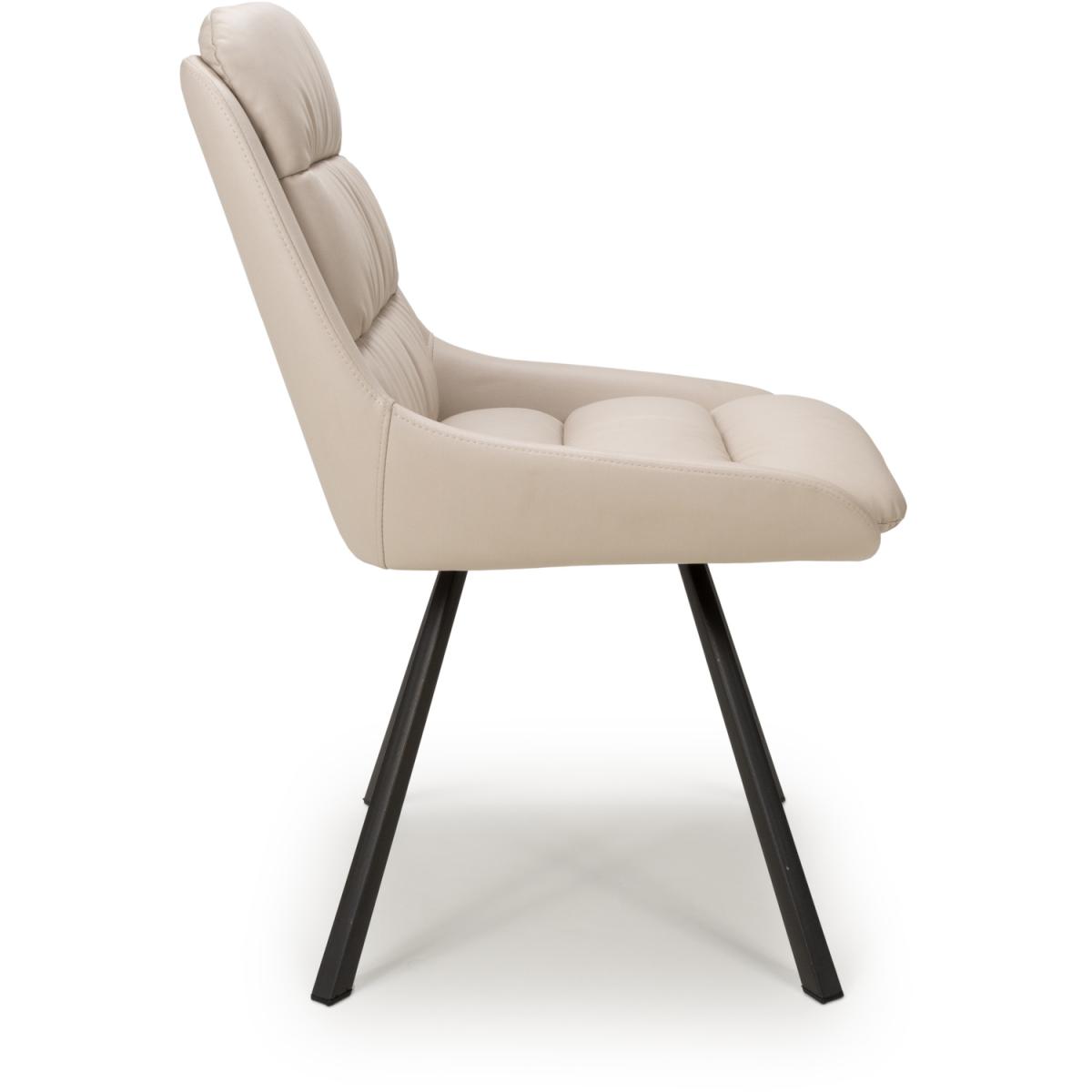 Pair of Arnhem Swivel Leather Effect Cream Dining Chairs - Cream – image 2