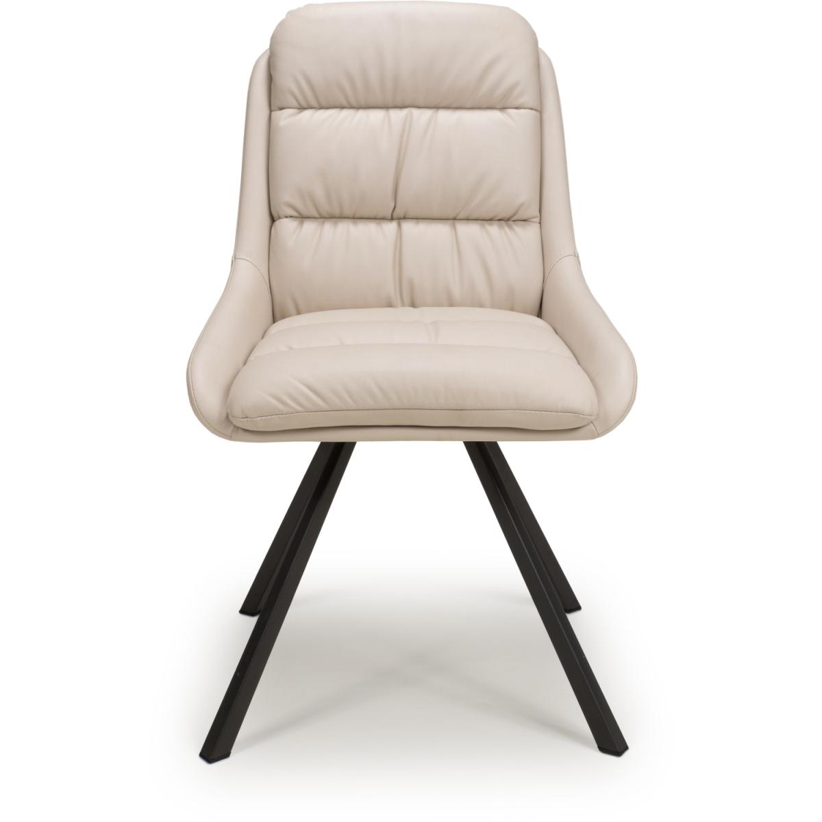 Pair of Arnhem Swivel Leather Effect Cream Dining Chairs - Cream – image 3