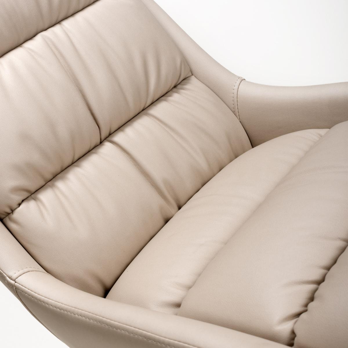 Pair of Arnhem Swivel Leather Effect Cream Dining Chairs - Cream – image 5