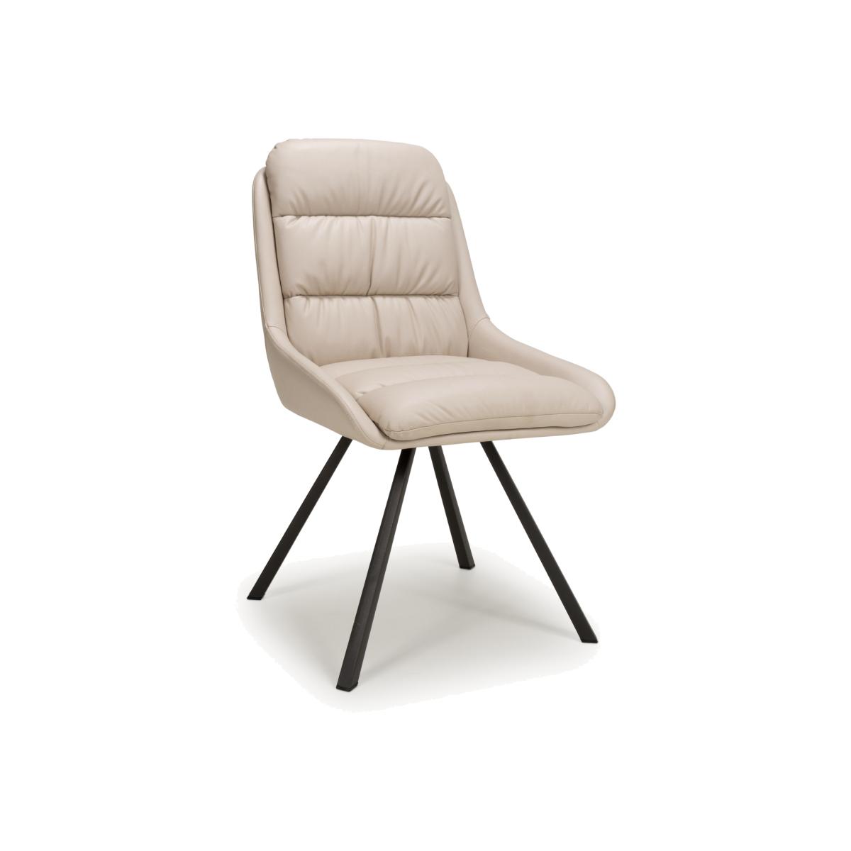 Pair of Arnhem Swivel Leather Effect Cream Dining Chairs - Cream – image 1