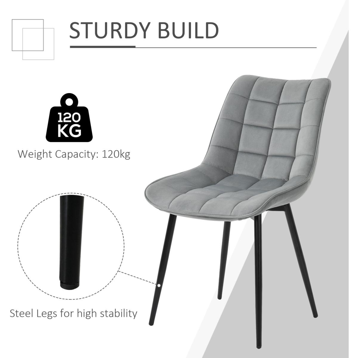 Dining Chairs with Metal Legs, Set of 2 - Grey – image 3