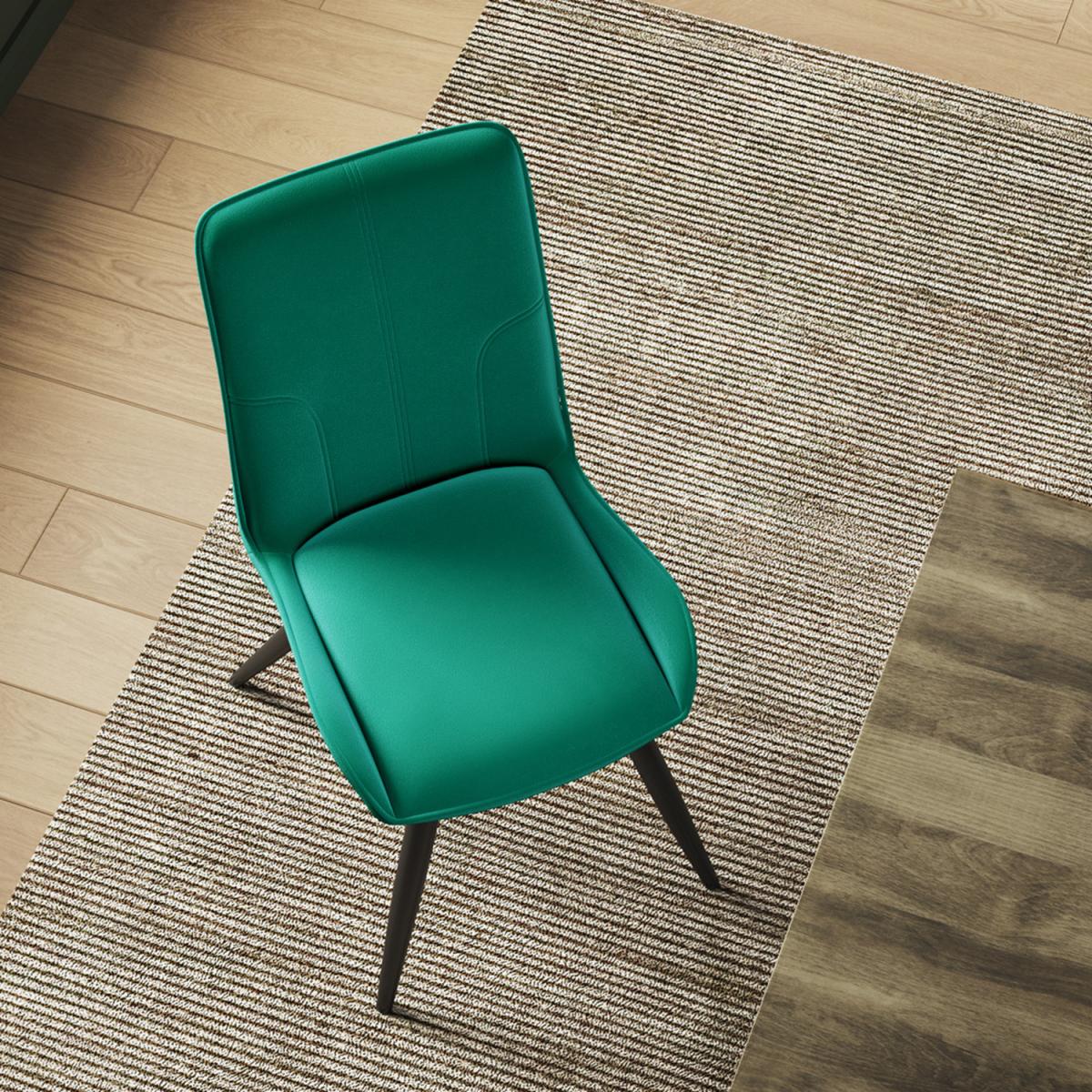 Set Of 2 Velvet Dining Chair Padded Seat With Striped back Home Furniture - Green – image 4