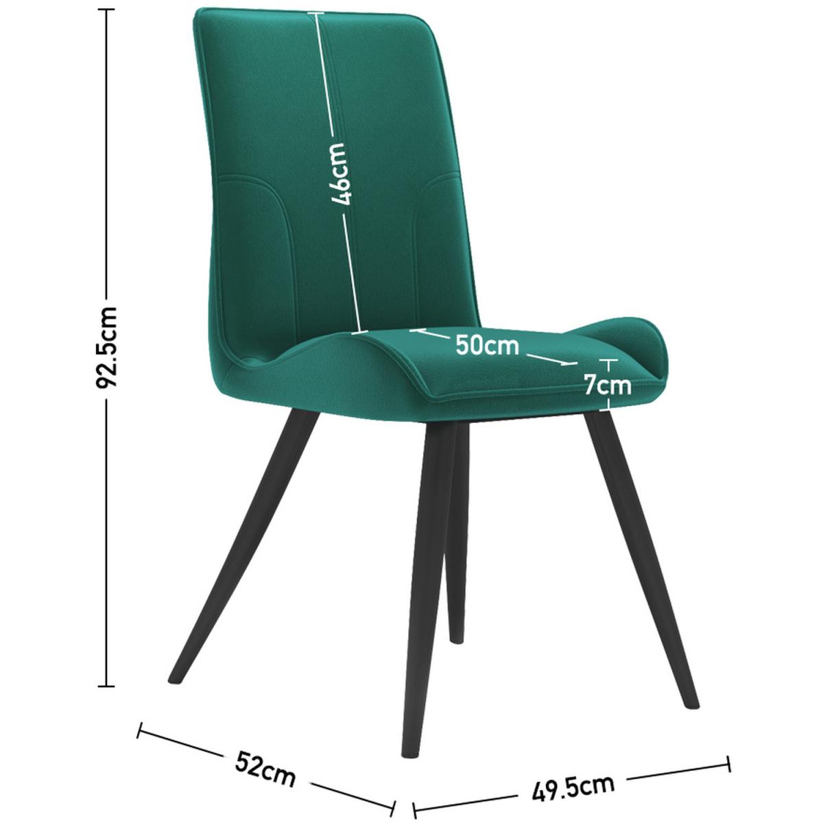 Set Of 2 Velvet Dining Chair Padded Seat With Striped back Home Furniture - Green – image 6