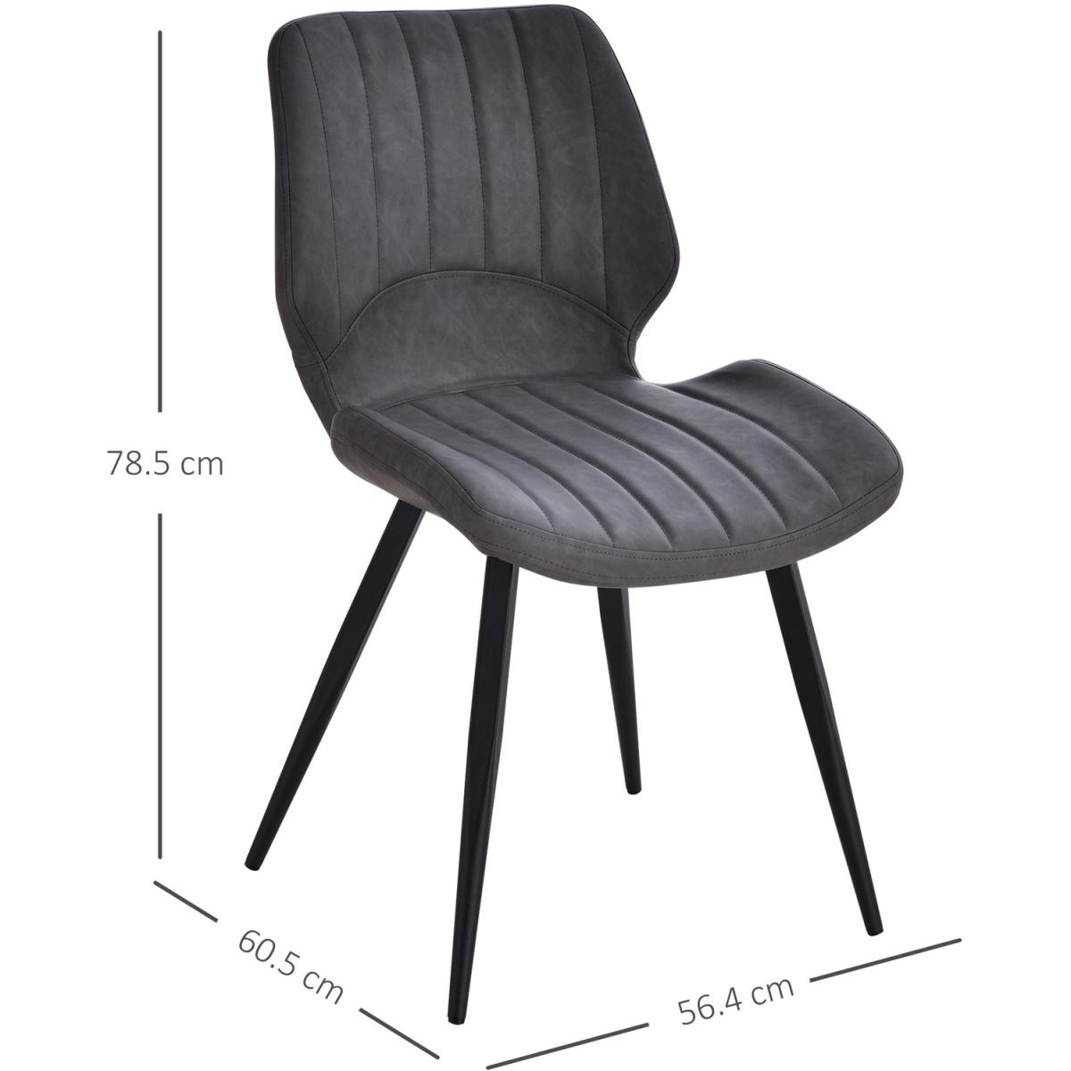 Set Of 2 Vintage PU Leather Dining Chair - Grey and Black – image 7