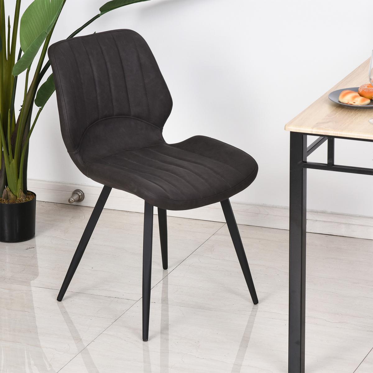 Set Of 2 Vintage PU Leather Dining Chair - Grey and Black – image 9