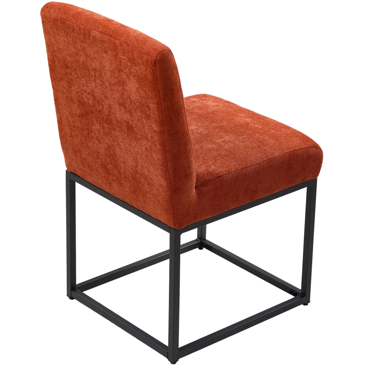 Set of 2 Chenille Dining Chairs with Black Metal Legs - Orange – image 4