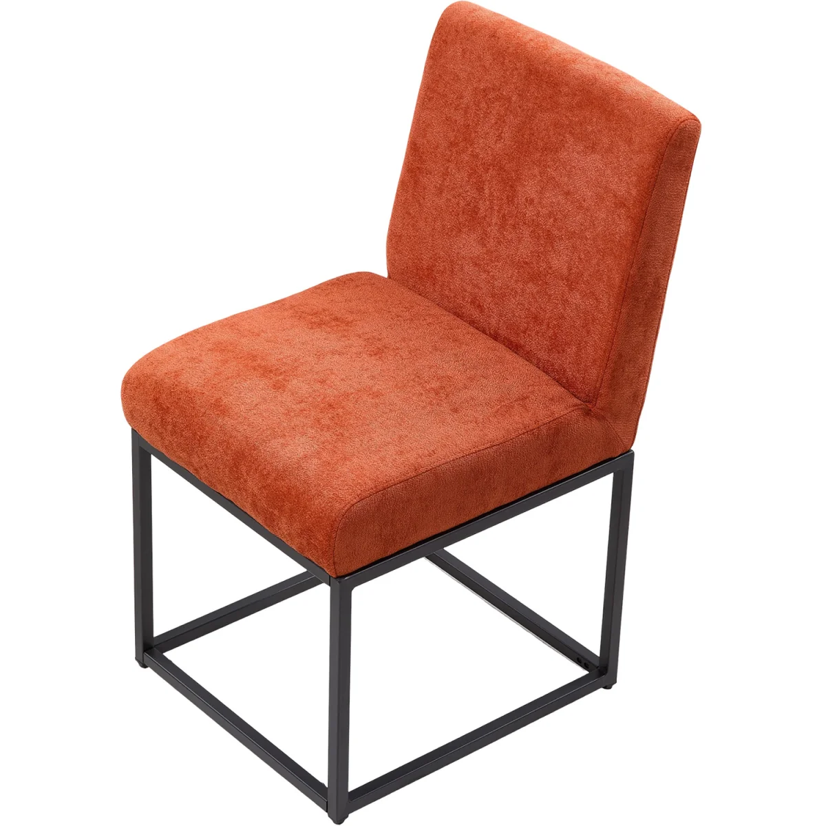 Set of 2 Chenille Dining Chairs with Black Metal Legs - Orange – image 5