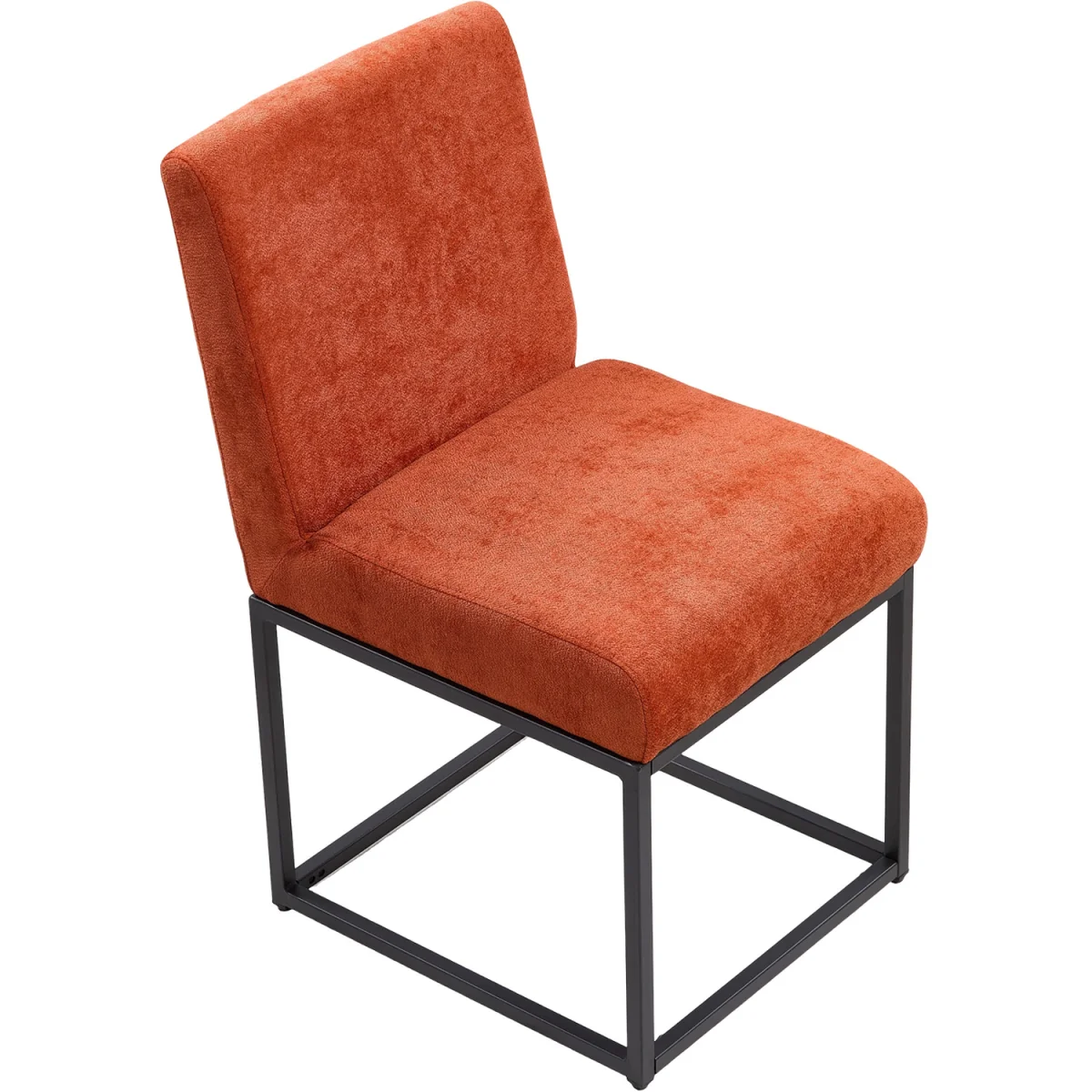 Set of 2 Chenille Dining Chairs with Black Metal Legs - Orange – image 6