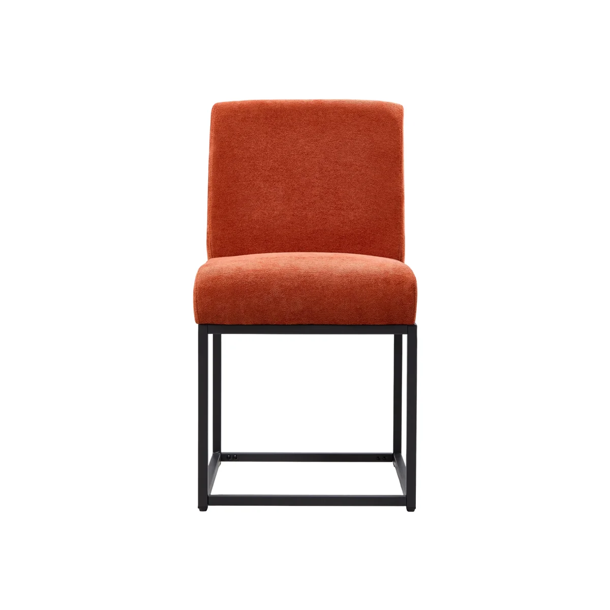 Set of 2 Chenille Dining Chairs with Black Metal Legs - Orange – image 1