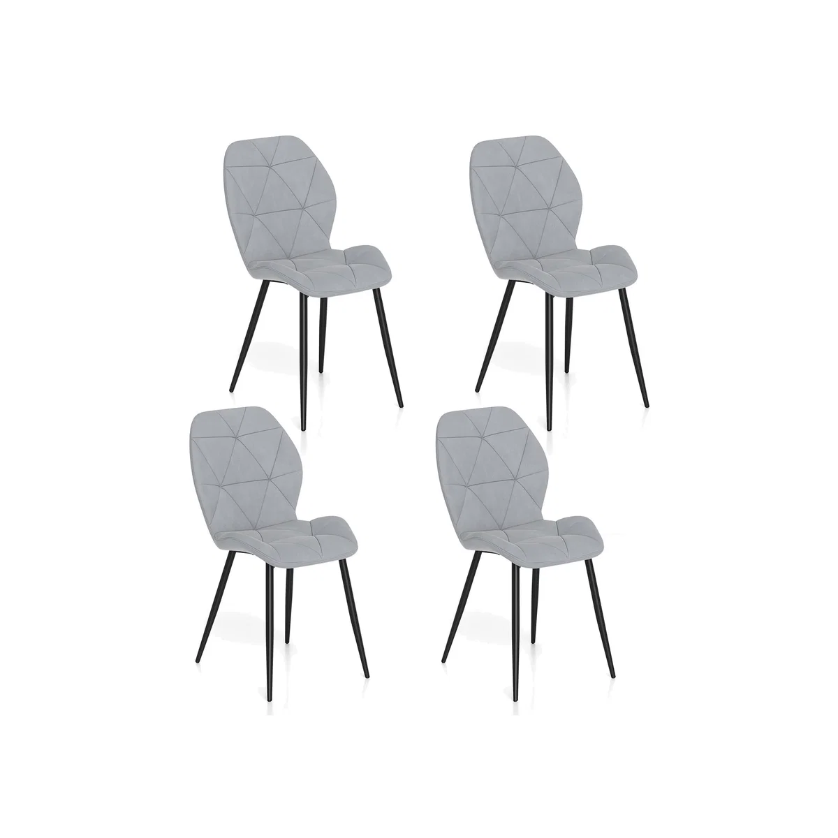 Set of 4 Upholstered Dining Chairs - Grey