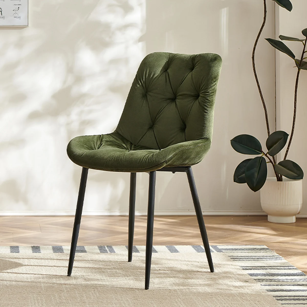 Set of 4 Velvet Dining Chairs with Ergonomic Upholstered Seat --Green - Sage Green / 120kg – image 16