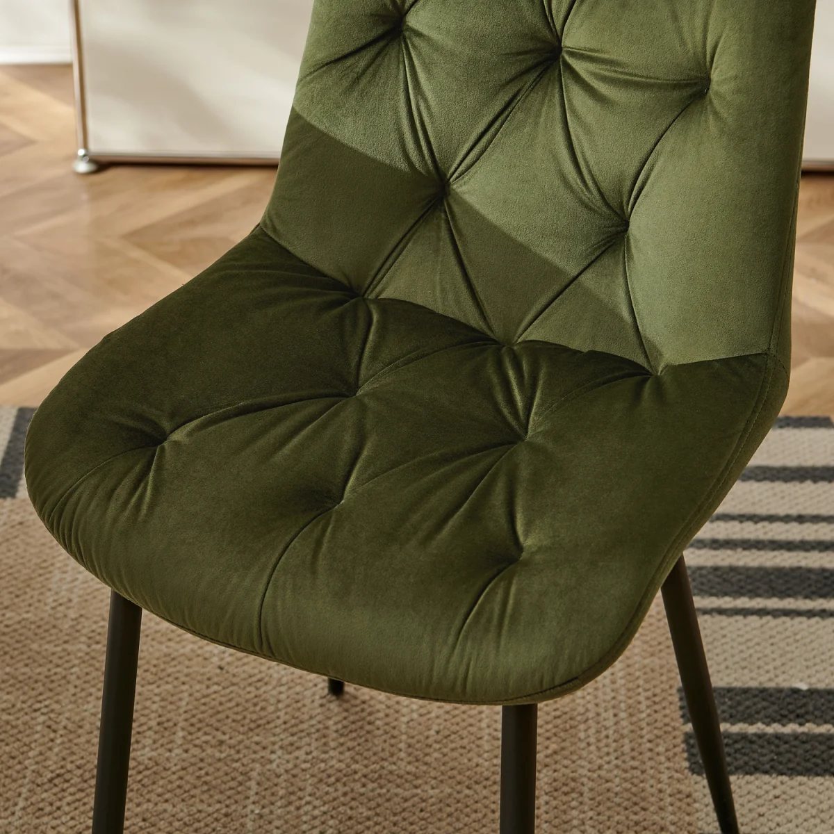 Set of 4 Velvet Dining Chairs with Ergonomic Upholstered Seat --Green - Sage Green / 120kg – image 18