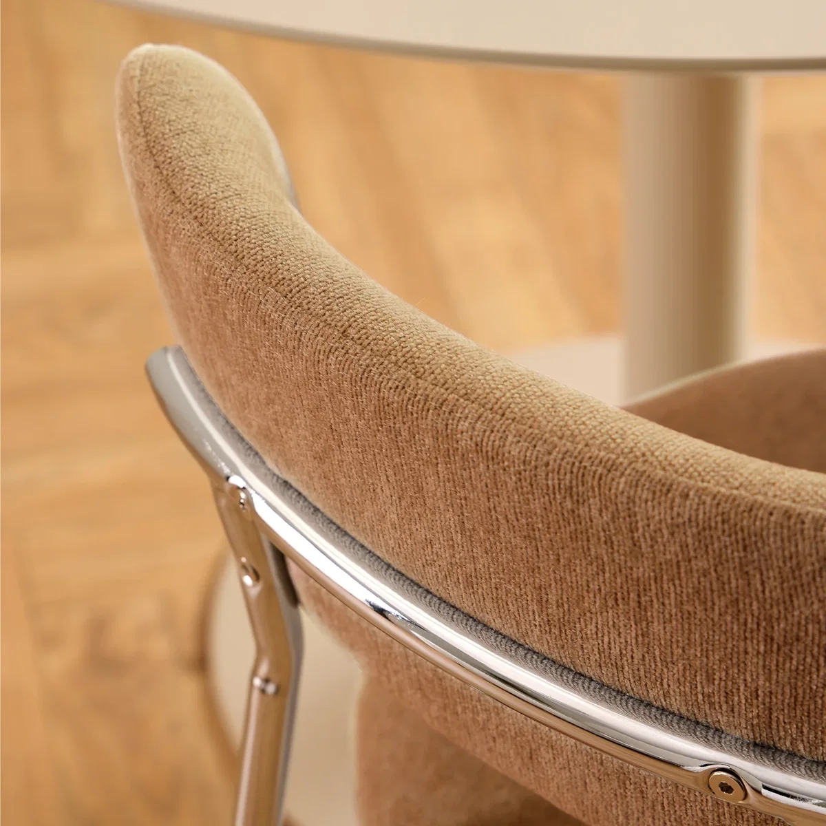 Lyric Dining Chair in Terracotta Fabric & Chrome Base (Set of 2) - Terracotta & Chrome – image 9