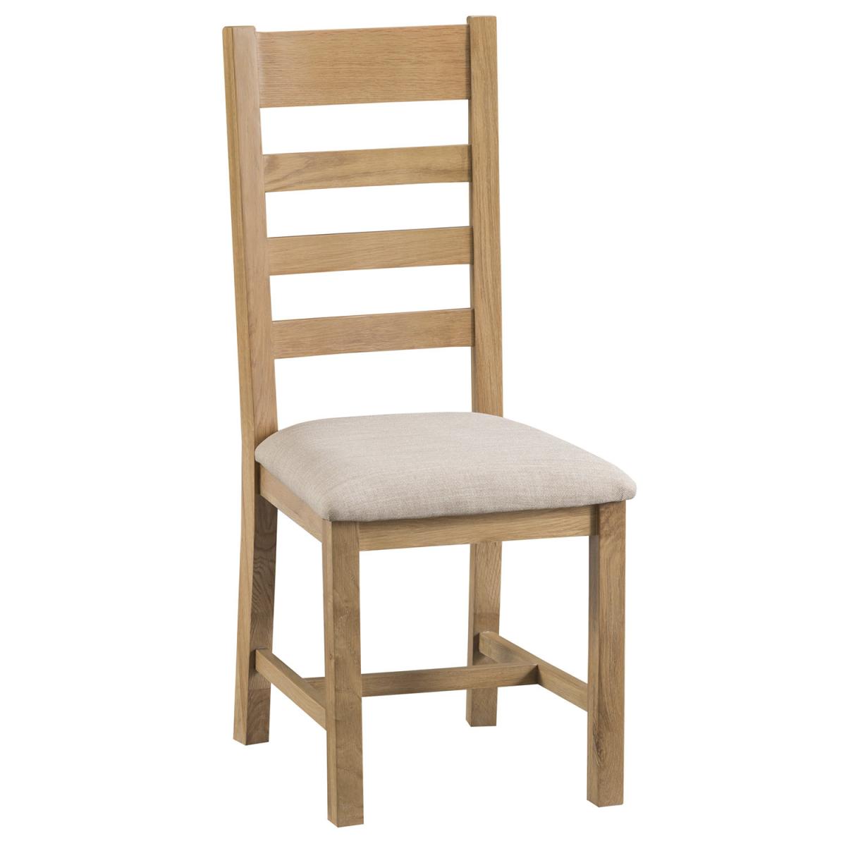 Pair of Bisbrooke Country Ladder Back Dining Chair With Fabric Seat - Medium Oak – image 2